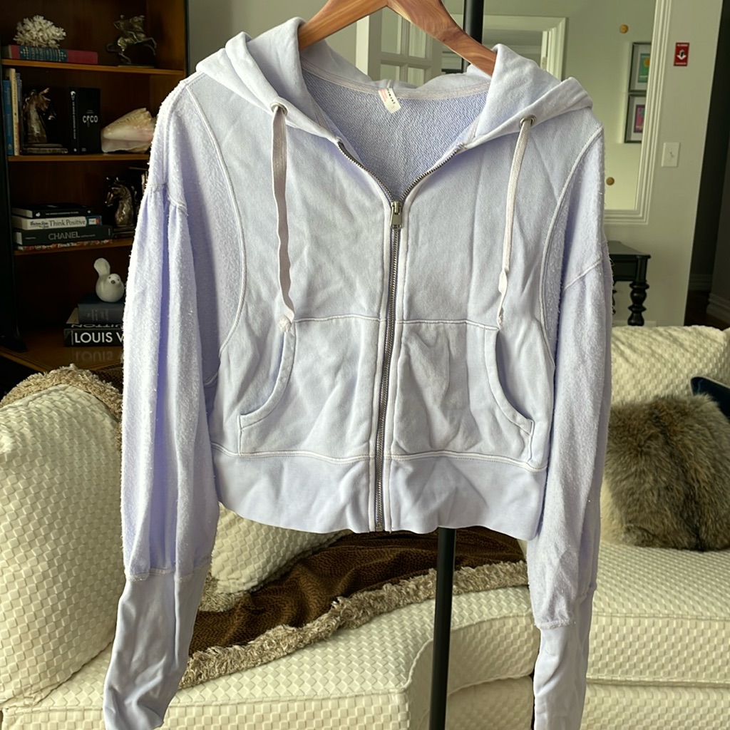 Free People Lilac Cropped Zip-Up